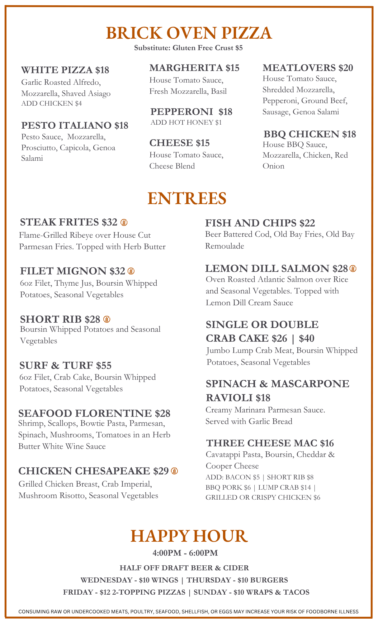 Wyndridge Menu Page 2